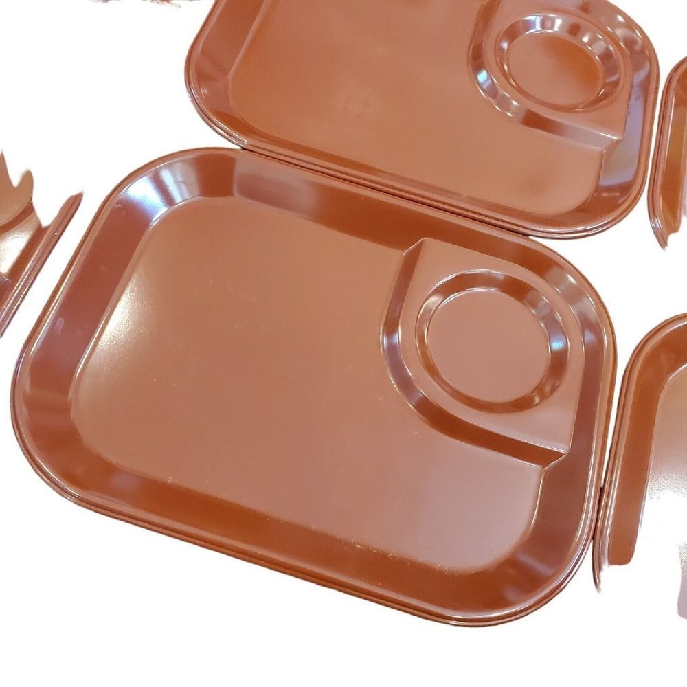 Vintage Rubbermaid Brown Melamine Ribbed Cups Plates Trays 3850 3819 10 Piece - Picture 5 of 11
